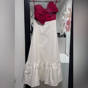 Anthropologie Burgundy and Cream Maxi Dress